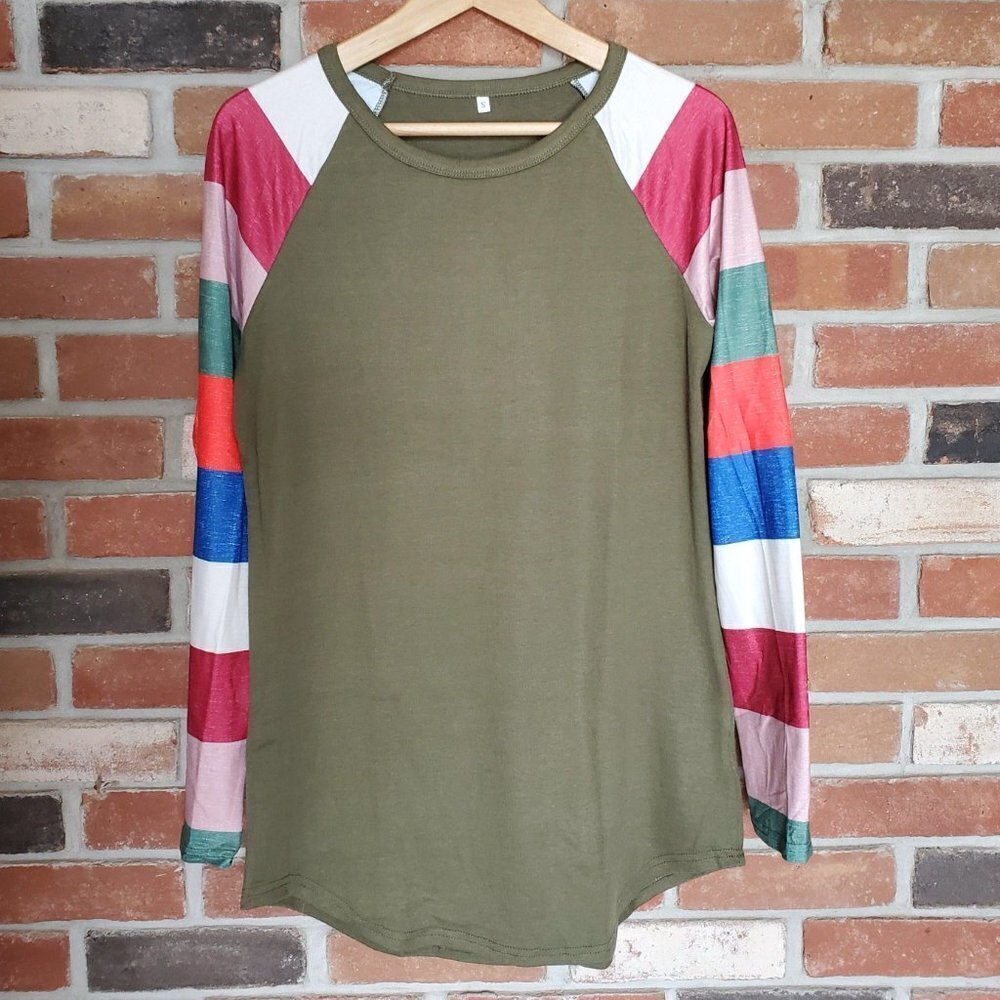 NEW Piper Stripe Long Sleeve Tee - Khaki Body